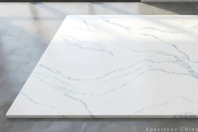 Lastre di quarzo bianco bianco del ghiacciaio Calacatta